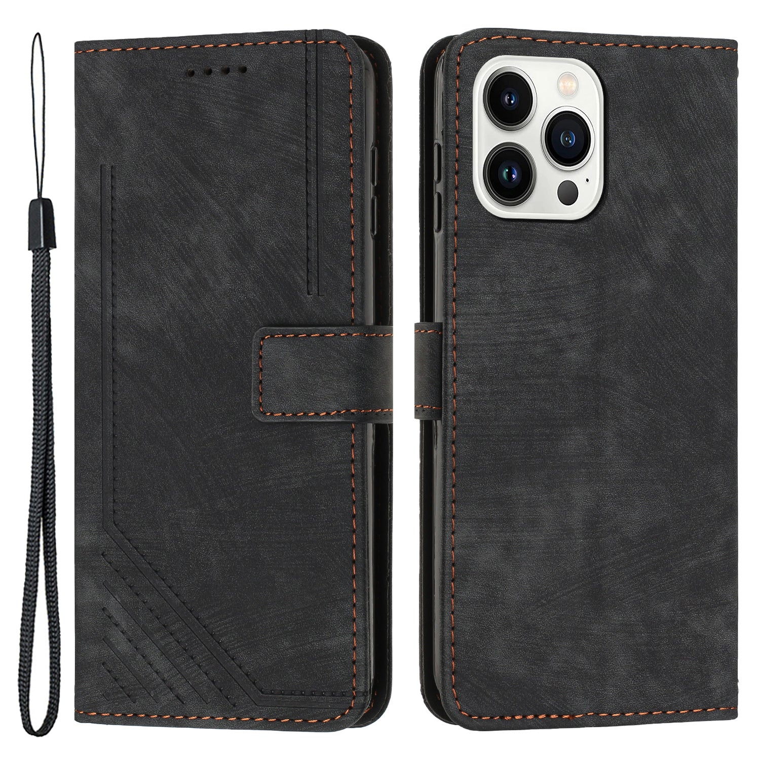 For iPhone 13 Pro Leather Stand Wallet Phone Case Skin-touch Lines Imprinted Phone Cover For iPhone 13 Pro Leather Stand Wallet Phone Case Skin-touch Lines Imprinted Phone Cover